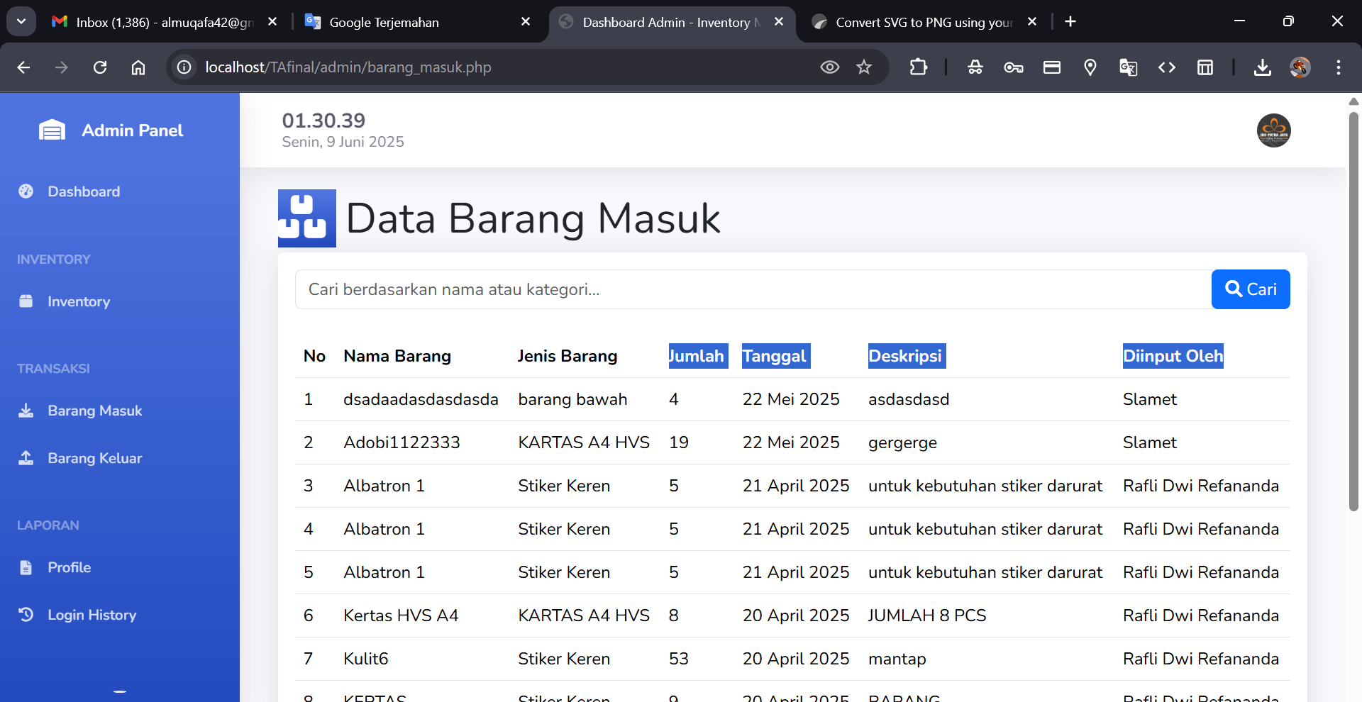 Manajemen Inventory Percetakan